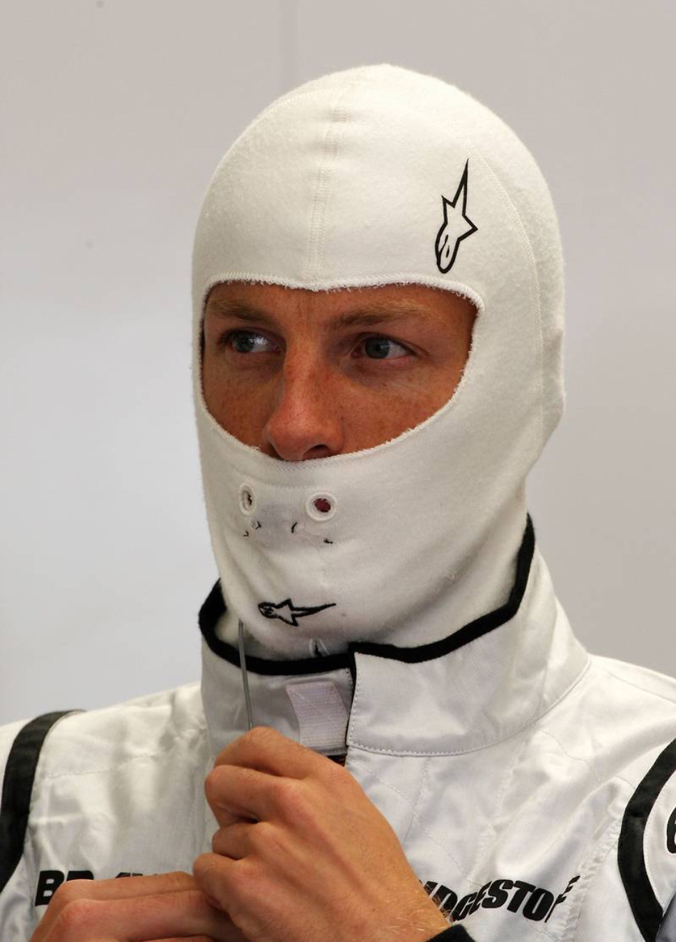 Alpinestars balaclava worn & signed by Jenson Button, Brawn GP F1 2009